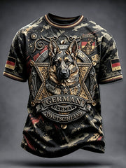 Herren schwarze deutsche Flagge Hund Camouflage Print Freizeit T-Shirt