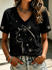 Damen Katzen liebhaber kurzärmliges T-Shirt mit stilvollem Design
