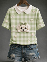 Frauen Malteser Hund Karid Print Casual T-Shirt