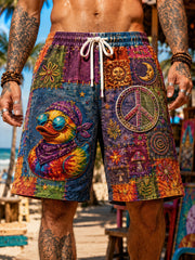 Herren-Hippie-Soul-Kunst-Shorts mit Kordelzug