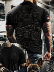 Herren-T-Shirt im Vintage-Stil mit Motorrad- und Biker-Motiv, deutschsprachig