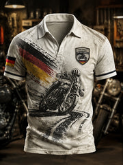 Herren-Deutsch-Motorrad-Biker-Vintage-Hemd