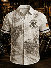Herren-Deutsch-Motorrad-Biker-Vintage-Hemd