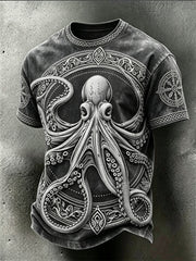 Herren-Retro-Viking-T-Shirt mit gewaschener Optik und Tiermuster