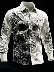 Retro-Dark-Punk-Kunstdruck-Lässiges Hemd