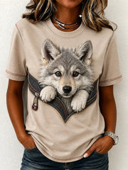 Damen-Retro-Top mit Animal-Print im lässigen Stil
