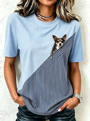Frauen niedliches Welpen muster T-Shirt