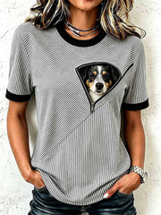 Damen-T-Shirt mit niedlichem Welpenmuster
