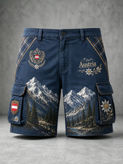Herren-Shorts mit österreichischem Landschaftsmotiv als Kunstdruck