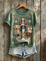 Damen-Kurzarm-T-Shirt mit Blumen kunst druck für unsere botanischen Hunde