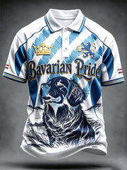 Herren-Poloshirt mit deutschem bayerischem Hunde-Print, lässig geschnitten