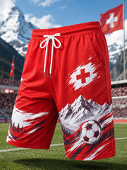 Herren-Shorts mit alpinem und fußballinspiriertem Print für sportliche Aktivitäten