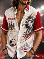 Herren-Fußballspiel in Österreich – Jubelnde Kunstprint-Kurzarmhemd