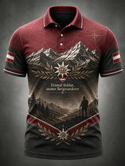 Herren-Casual-Polo mit österreichisch-veteranisch inspiriertem Kunstdruck