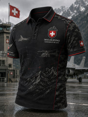 Herren-Poloshirt mit kurzen Ärmeln und militärischem Camouflage-Print