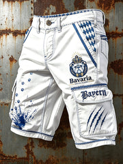 Herren-Shorts in Weiß mit deutschem bayerischem Bulldoggen-Print für den Alltag und die Arbeit