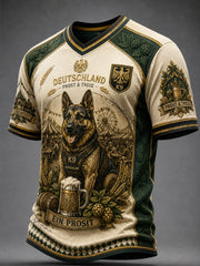 Vintage-Beispiel deutsches Bier Polizei Hund Patchwork Freizeit-T-Shirt
