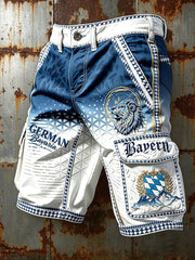 Herren-Shorts mit Farbverlauf, deutschem bayerischem Löwen-Print, lässig für die Arbeit
