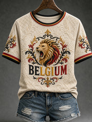 Frauen Belgien Liebhaber Kurzarm T-Shirt