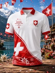 Grafisches Kurzarm-Poloshirt zur Feier des Nationalfeiertags der Männer