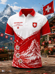 Grafisches Kurzarm-Poloshirt zur Feier des Nationalfeiertags der Männer