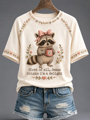 Lustiges Waschbär-Print-T-Shirt für Frauen