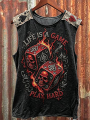Männer leben ist ein Spiel Spielen Hard Skull Dice Ace of Spades Print Schläger Weste