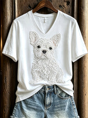 Damen schöne französische Bulldogge Spitze Kunst Print kurz ärmel iges T-Shirt