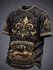 Men’s Vintage Black New Orleans Saints Football 3D-Printed Casual T-shirt