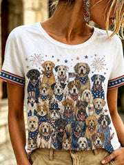 Damen Hund bedrucktes T-Shirt