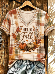 Damen-Herbst-T-Shirt mit Druck und kurzen Ärmeln