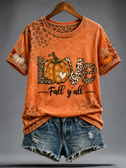 Damen-Herbst-T-Shirt mit Druck und kurzen Ärmeln