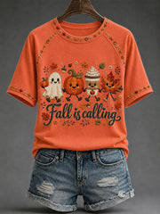 Der Herbst der Frauen ruft gedrucktes lässiges T-Shirt an