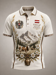 Herren-Polo mit Kunstdruck im österreichischen Landhausstil