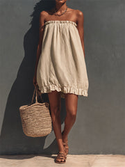Damen-Mini kleid mit Rüschen besatz