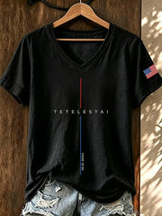Damen-T-Shirt mit V-Ausschnitt und Aufdruck „Tetelestai“ nach Johannes 19,30