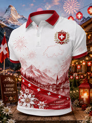 Grafisches Kurzarm-Poloshirt zur Feier des Nationalfeiertags der Männer