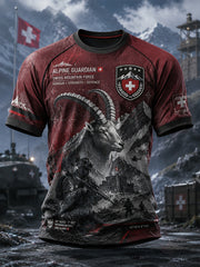 Herren-Raglan-T-Shirt mit kurzen Ärmeln und militärstilvollem Print