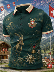 Grafisches Kurzarm-Poloshirt zur Feier des Nationalfeiertags der Männer