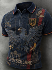 Herren-Jeans-Polo-Shirt im Vintage-Stil mit Adler grafik