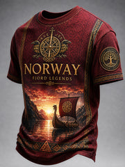 Lässiges T-Shirt mit Vintage Norwegian Viking Scandi navian Nordic-Style Kunstdruck