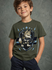 Jungen Tierelement-Kunstdruck T-Shirt
