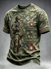 Herren-Casual-T-Shirt der Schweizer Armee mit Camouflage-Print