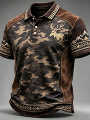 Herren-Poloshirt mit Schweizer Tarnmuster, lässig