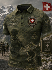 Herren-Poloshirt mit kurzen Ärmeln und Camouflage-Print im Militärstil