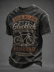 Herren-T-Shirt mit dem Spruch „Geld allein macht nicht glücklich“ und kurzen Ärmeln
