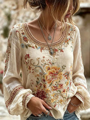 Elegantes Damen-Oberteil aus Baumwolle und Leinen