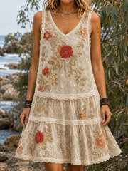 Vintage australisches lässiges Kleid mit ethnischem Kunstdruck für Frauen