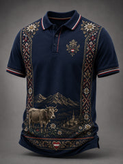 Männer Österreichi scher Country Style Kunstdruck Polo
