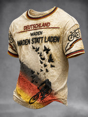 Herren-Retro-Fahrrad- und Outdoor-T-Shirt mit deutscher Flagge, lässiger Druck